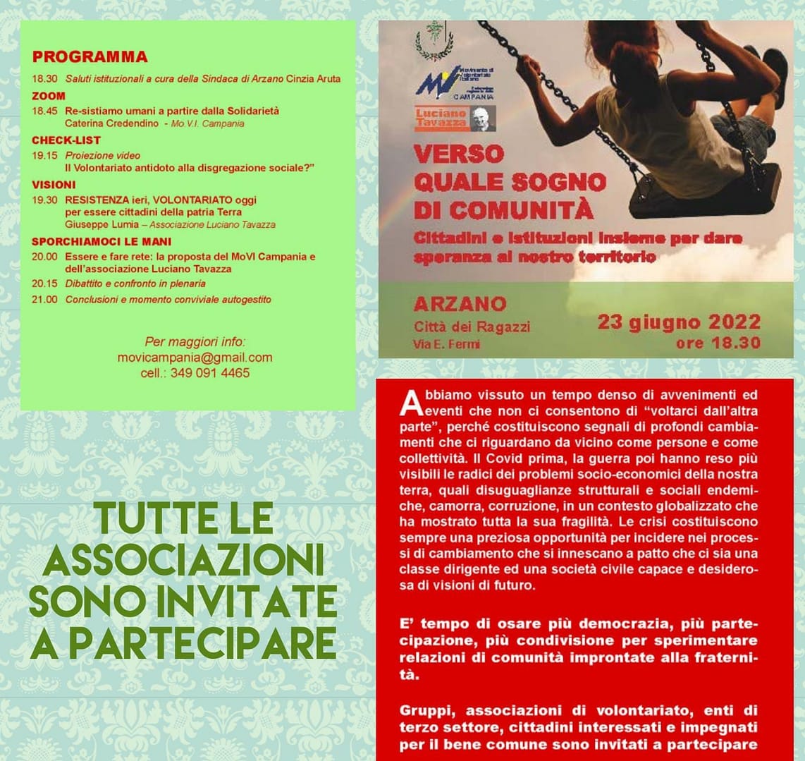 “Verso quale sogno di comunità” domani, giovedì 23 giugno, alla “Città dei ragazzi”