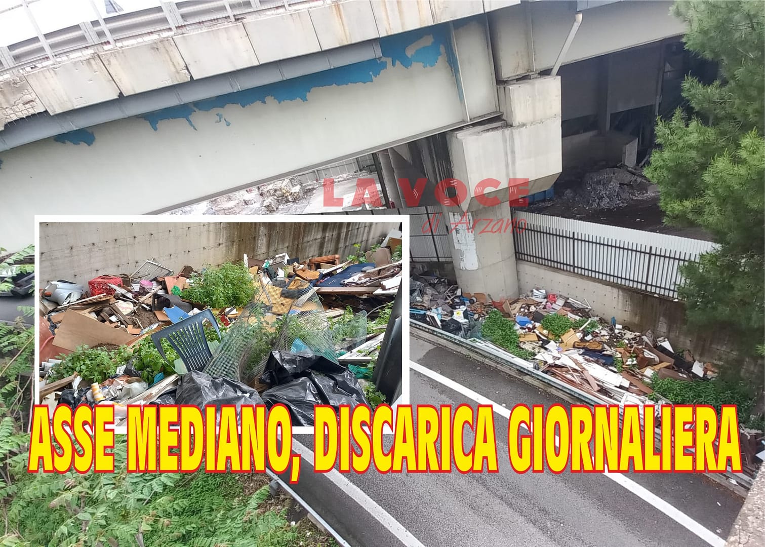 Asse Mediano, svincolo di Arzano una discarica a cielo aperto