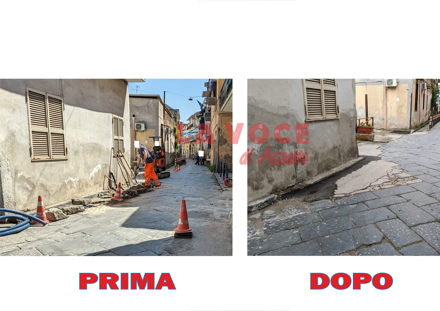 Un altro tratto di basoli eliminati in via Zanardelli