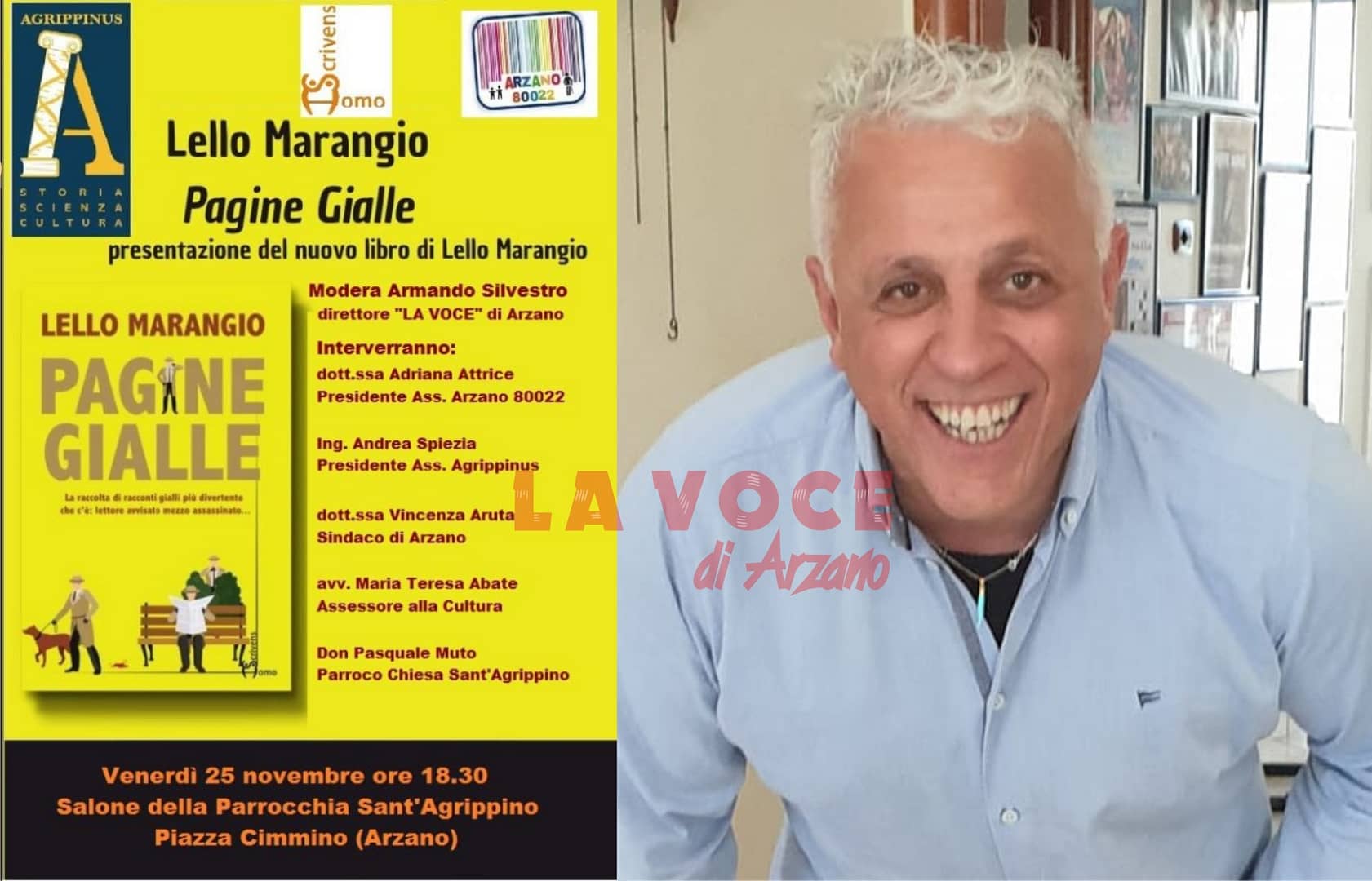 Domani, venerdì 25, Lello Marangio presenta ad Arzano il suo nuovo libro “Pagine Gialle”
