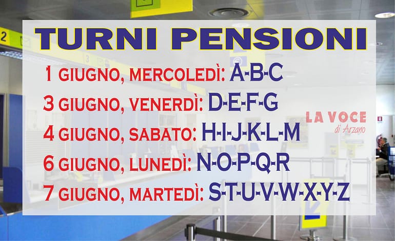Pagamento pensioni mese di giugno