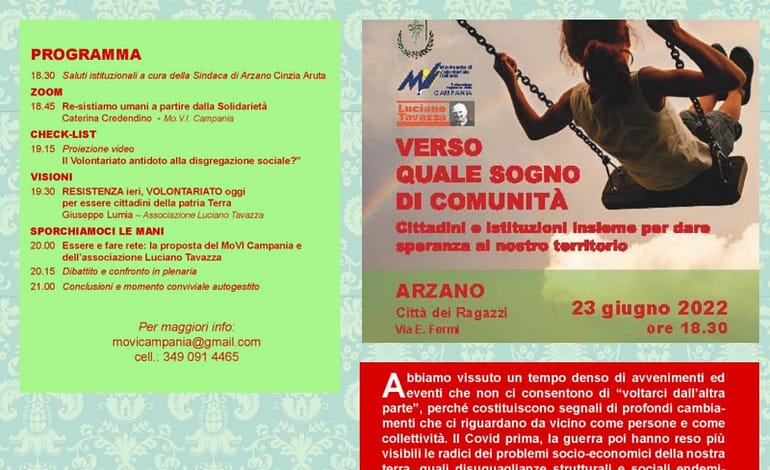 “Verso quale sogno di comunità” domani, giovedì 23 giugno, alla “Città dei ragazzi”