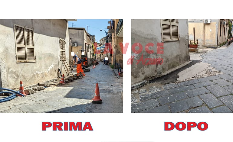 Un altro tratto di basoli eliminati in via Zanardelli